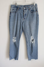 Old Navy Slouchy Straight High Rise Distressed Jeans | 8 Petite