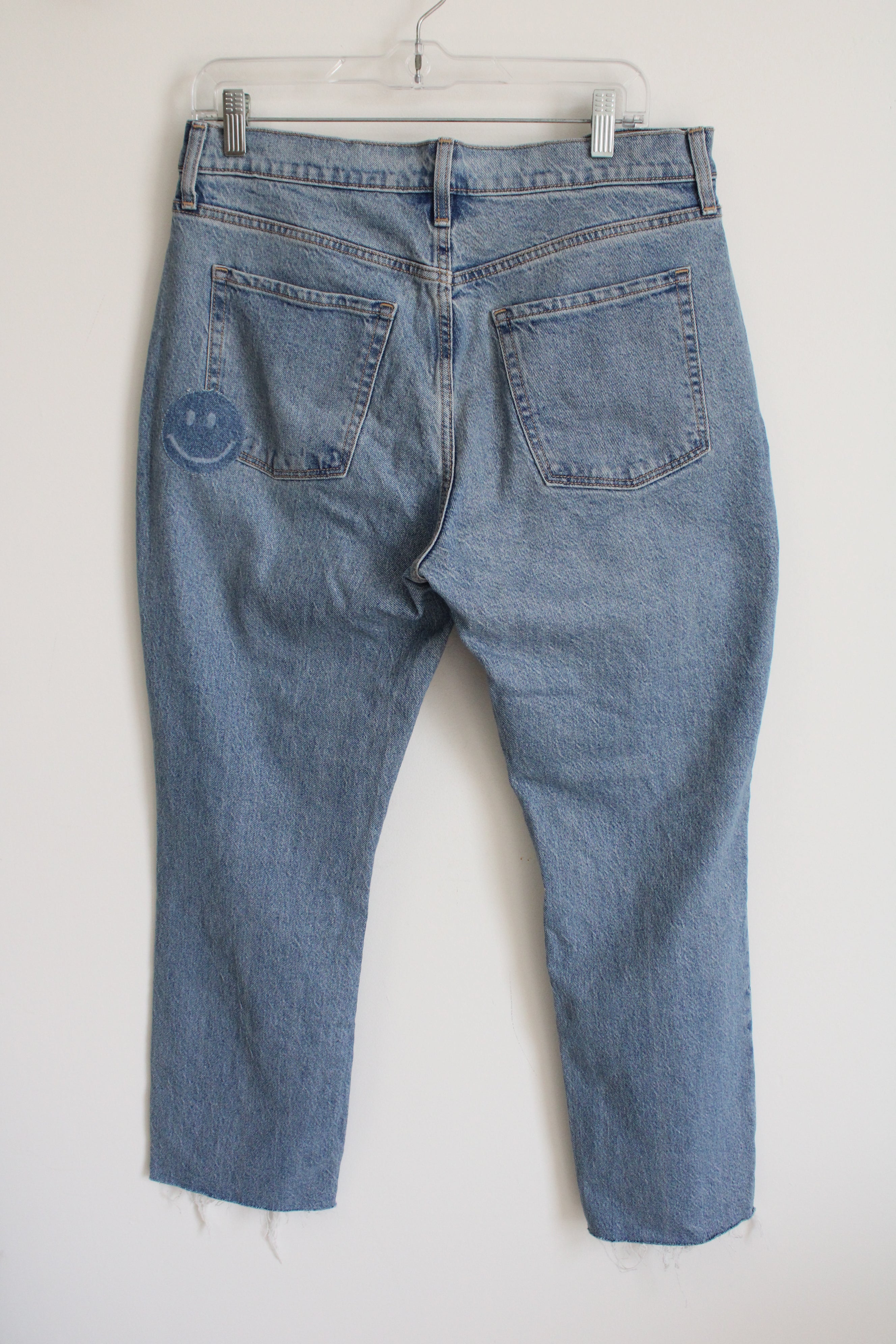 Old Navy Slouchy Straight High Rise Distressed Jeans | 8 Petite