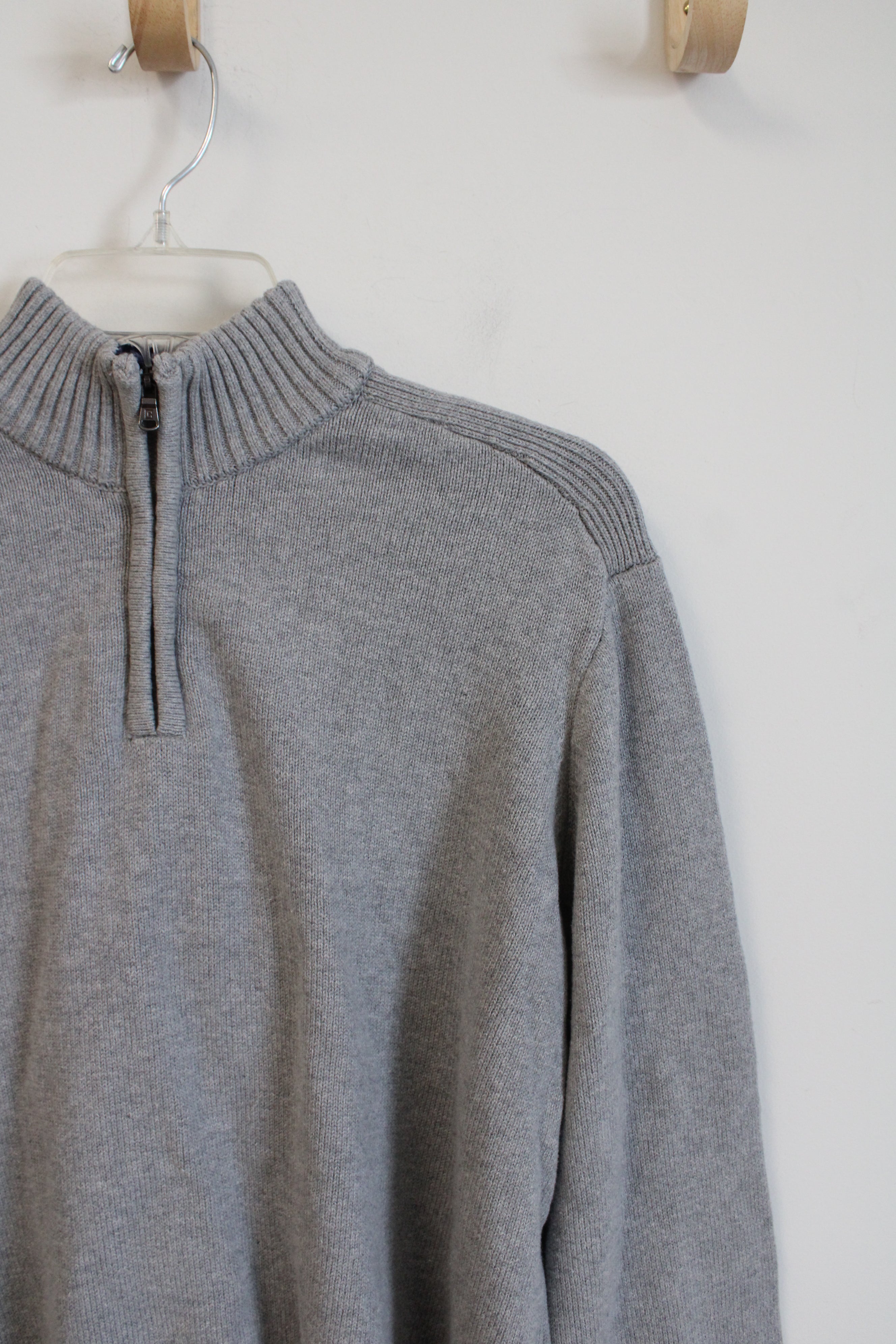 Chaps Gray Quarter Zip Pullover | L