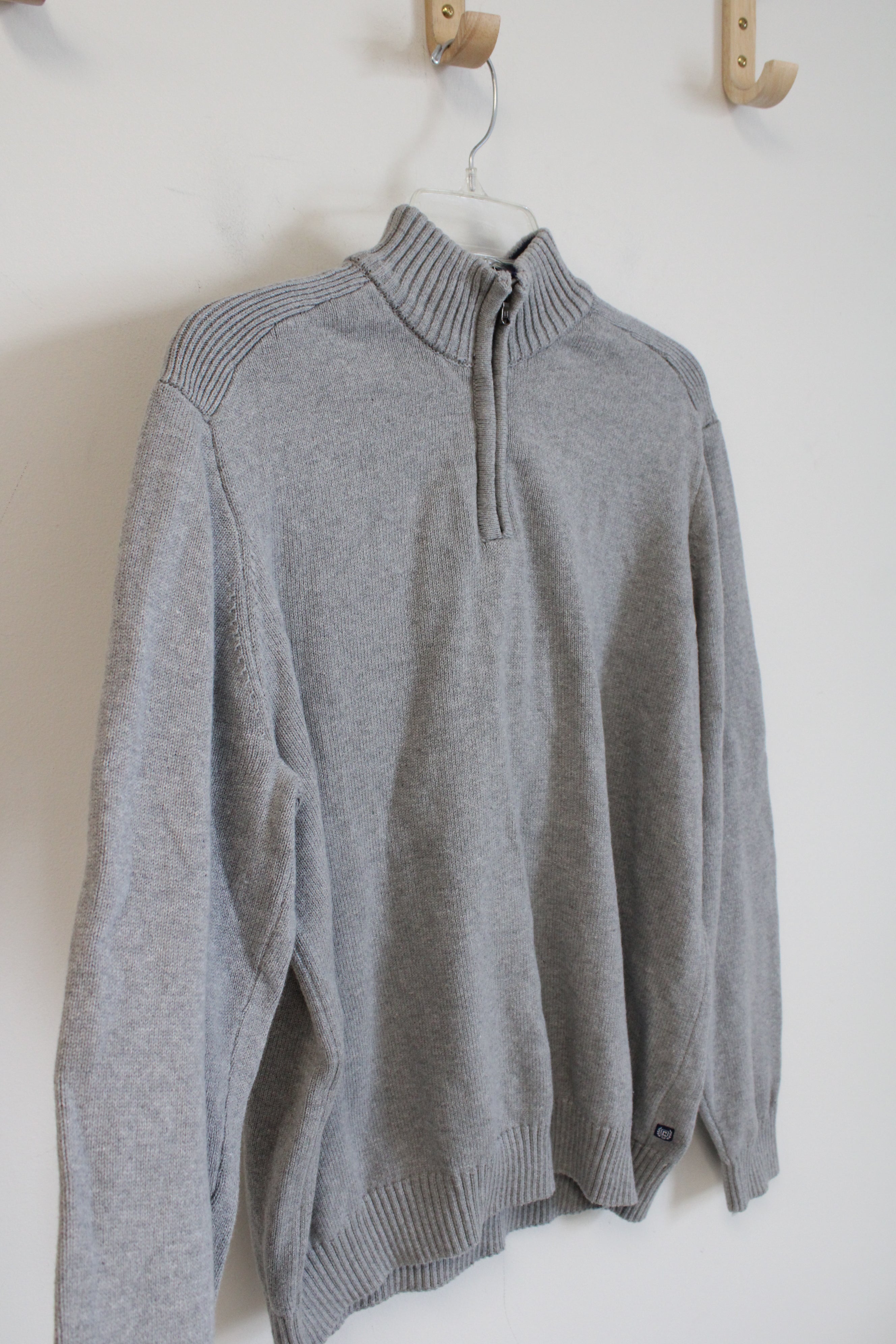 Chaps Gray Quarter Zip Pullover | L