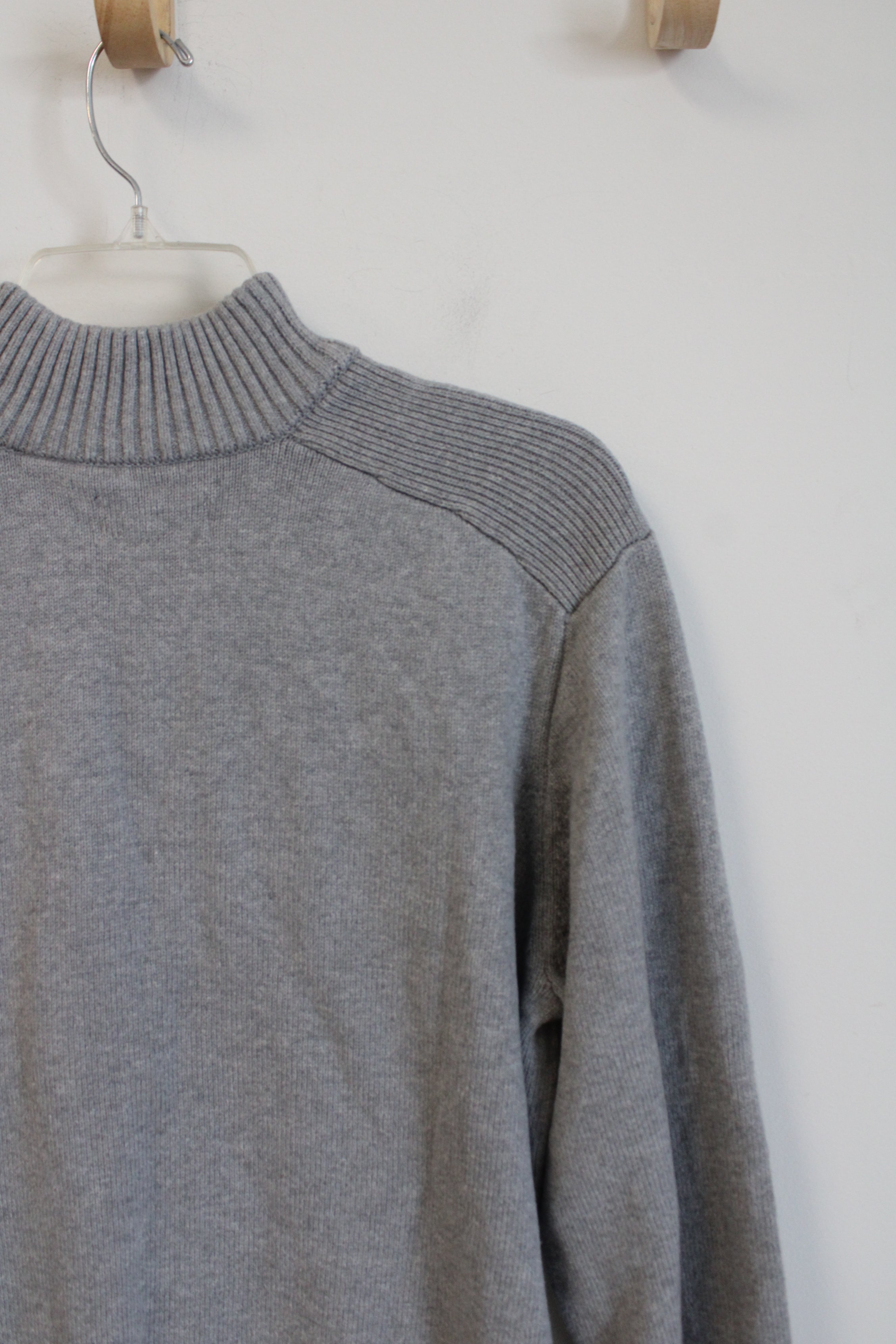 Chaps Gray Quarter Zip Pullover | L