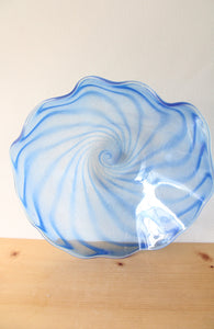 Blue Swirl Large Scalloped Edged Bowl