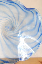 Blue Swirl Large Scalloped Edged Bowl