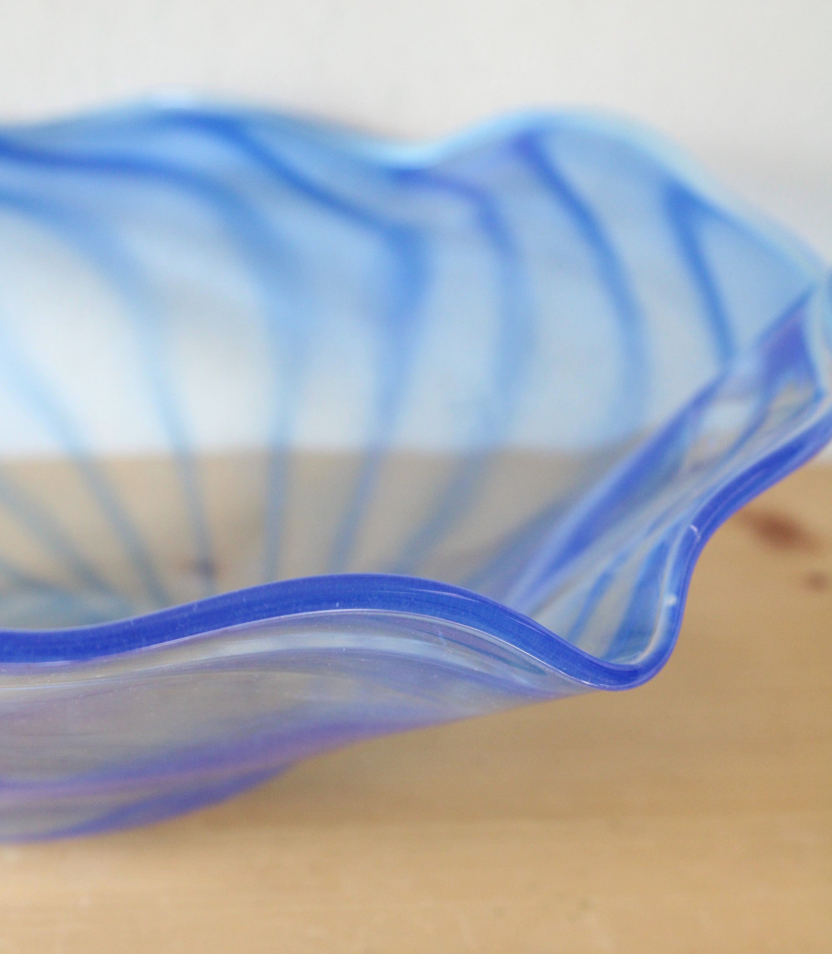 Blue Swirl Large Scalloped Edged Bowl