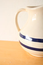 Robinson Ransbottom Blue Striped Large Stoneware Pitcher