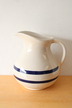 Robinson Ransbottom Blue Striped Large Stoneware Pitcher