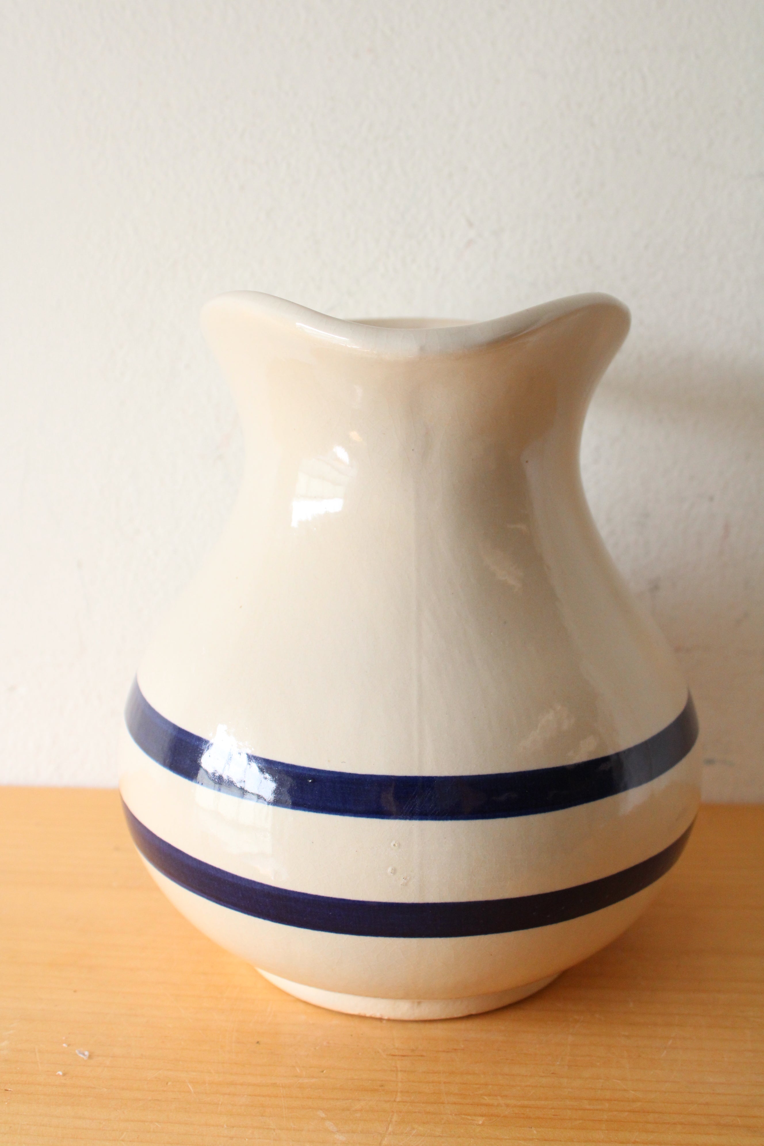 Robinson Ransbottom Blue Striped Large Stoneware Pitcher