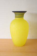 Frosted Speckled Yellow Blue Swirl Glass Vase