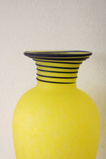 Frosted Speckled Yellow Blue Swirl Glass Vase