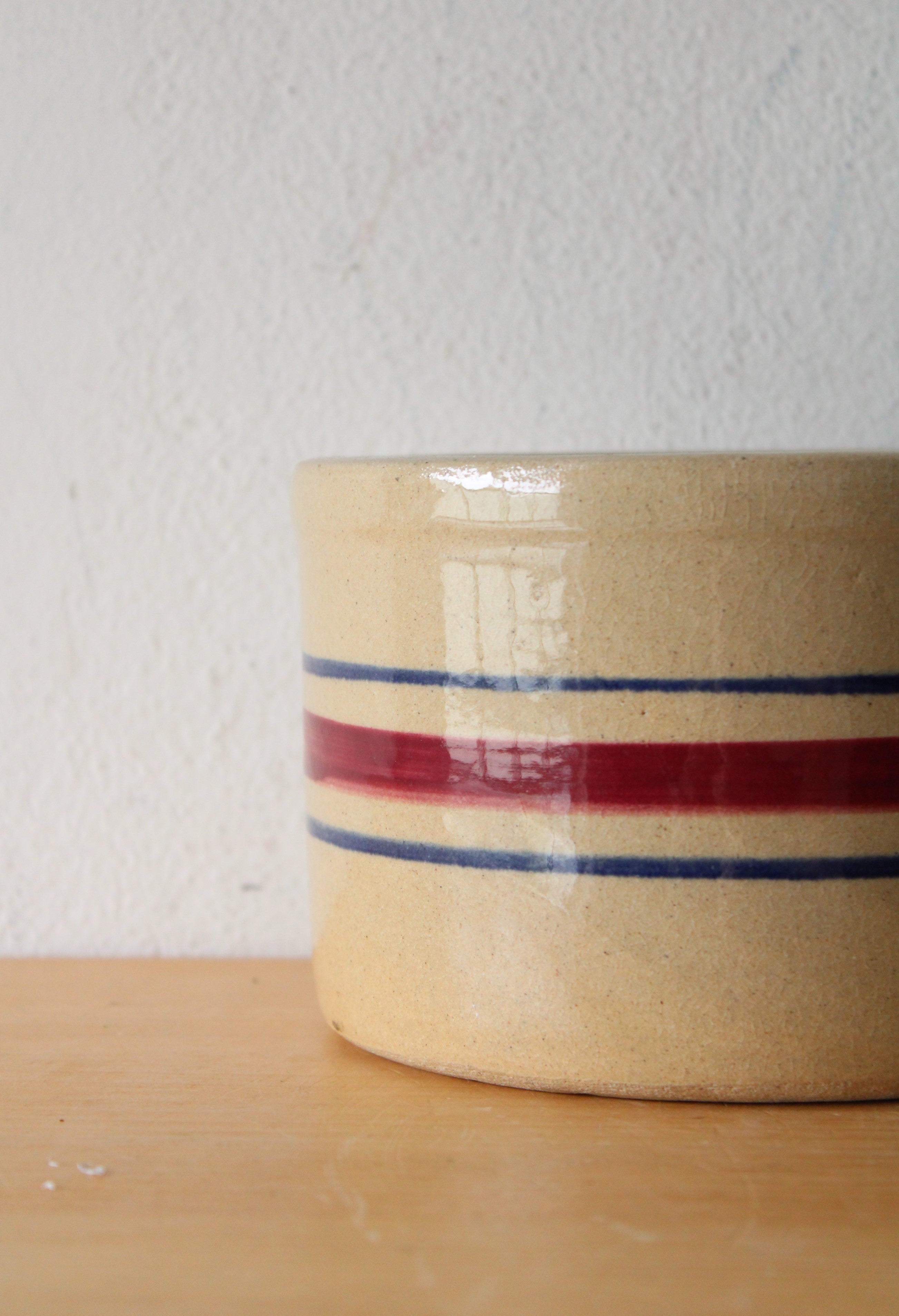 Robinson Ransbottom Vintage Red & Blue Striped Stoneware Bowl