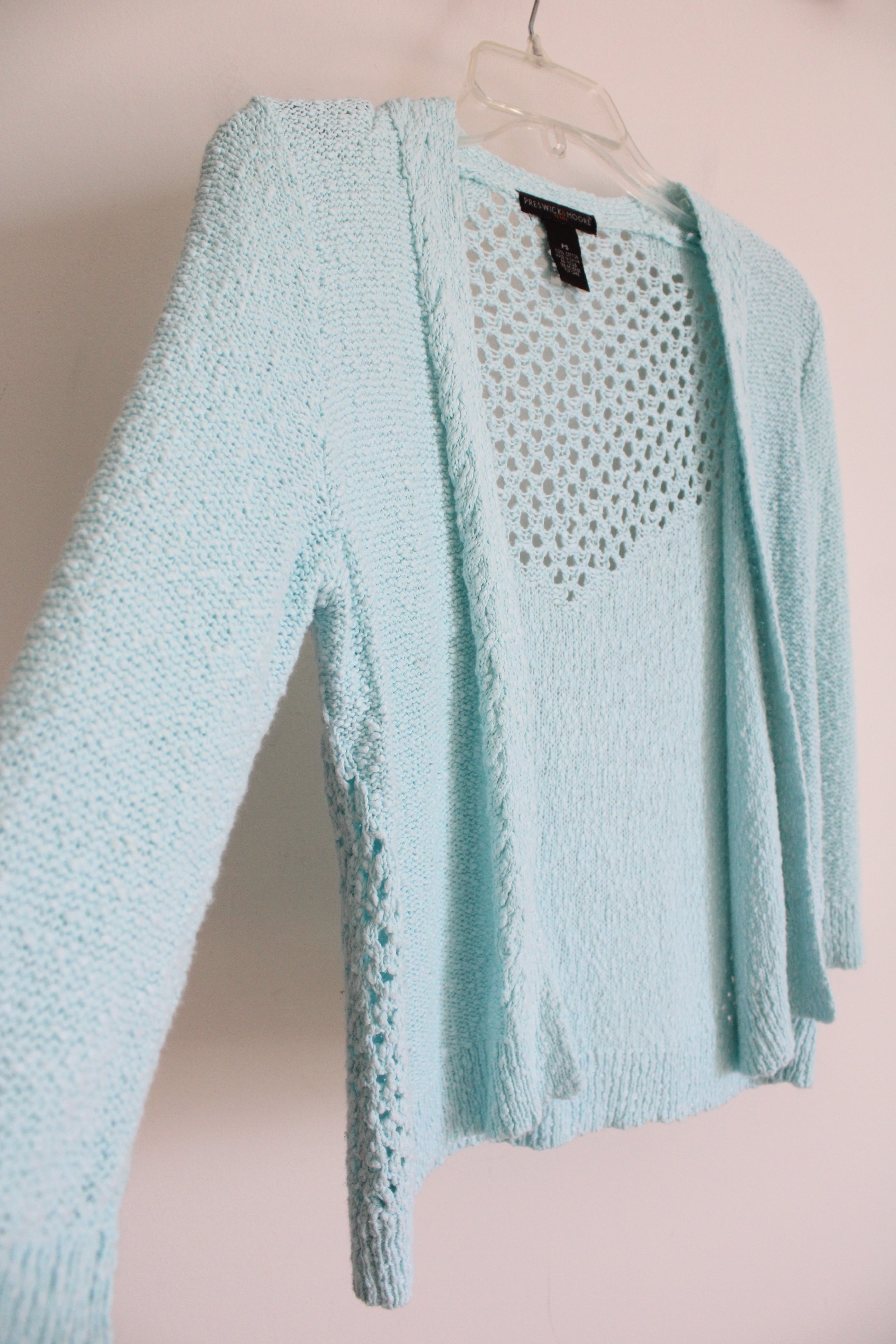 Preswick & Moore Light Blue Textured Cardigan | S Petite