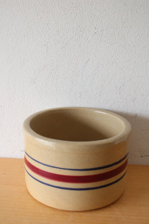 Robinson Ransbottom Vintage Red & Blue Striped Stoneware Bowl