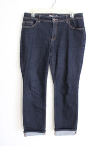 Chico's Dark Wash Cuff Jeans | 1 Short (M/8)