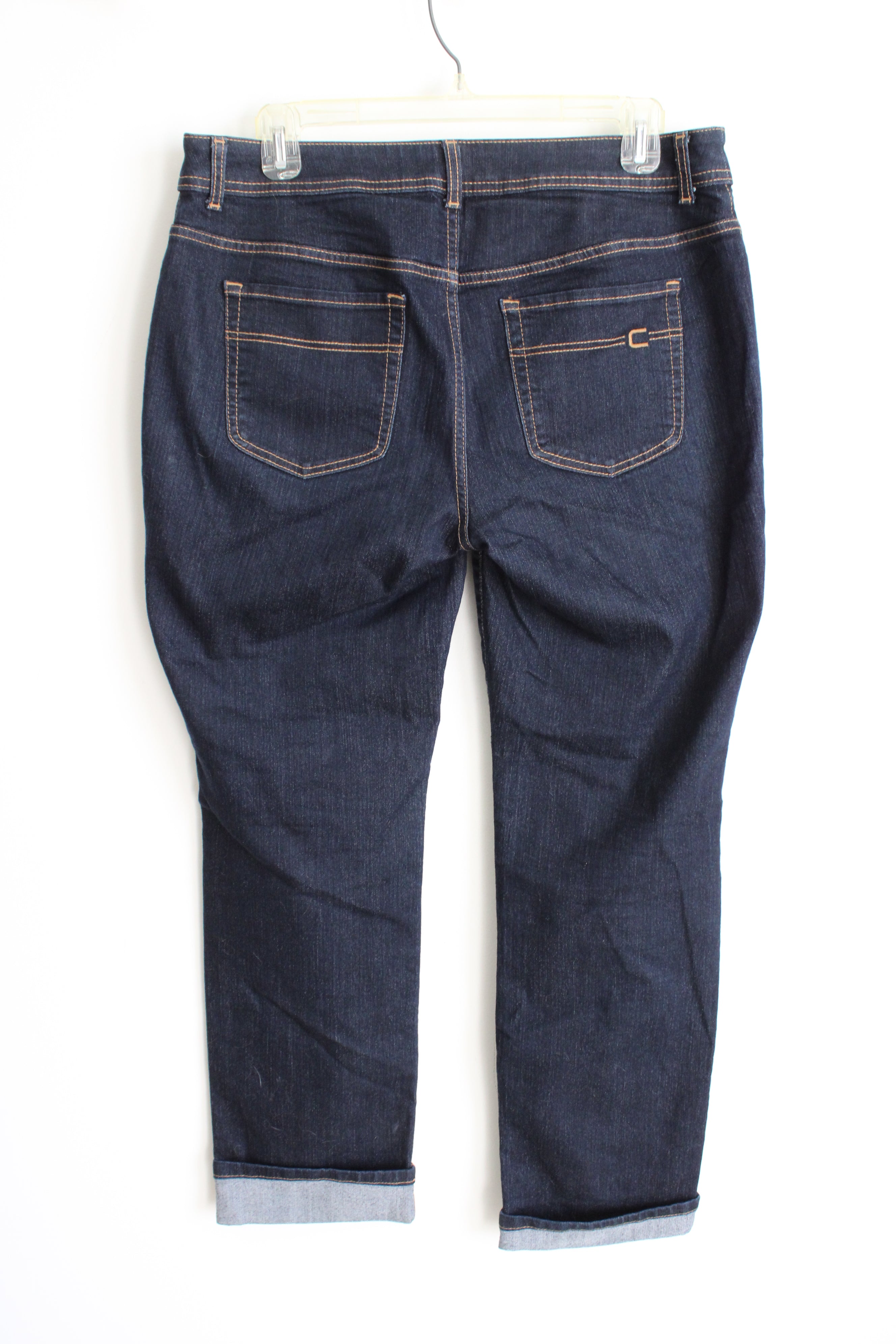 Chico's Dark Wash Cuff Jeans | 1 Short (M/8)