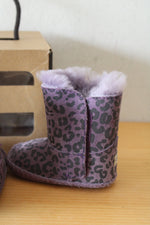 NEW Ugg Cassie Leopard Purple Boots | Youth Size 0/1