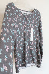 NEW SO Long Sleeved Gray Butterfly Print Tee | Youth XL (14/16)