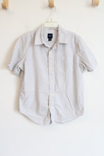 GapKids Light Green White Pinstripe Cotton Shirt | 8