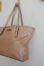 Michael Kors Light Pink Leather Signature Jet Set Carryall Tote Bag