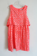 DKNY Neon Pink Silver Polka Dotted Chiffon Dress | Youth S