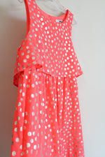 DKNY Neon Pink Silver Polka Dotted Chiffon Dress | Youth S