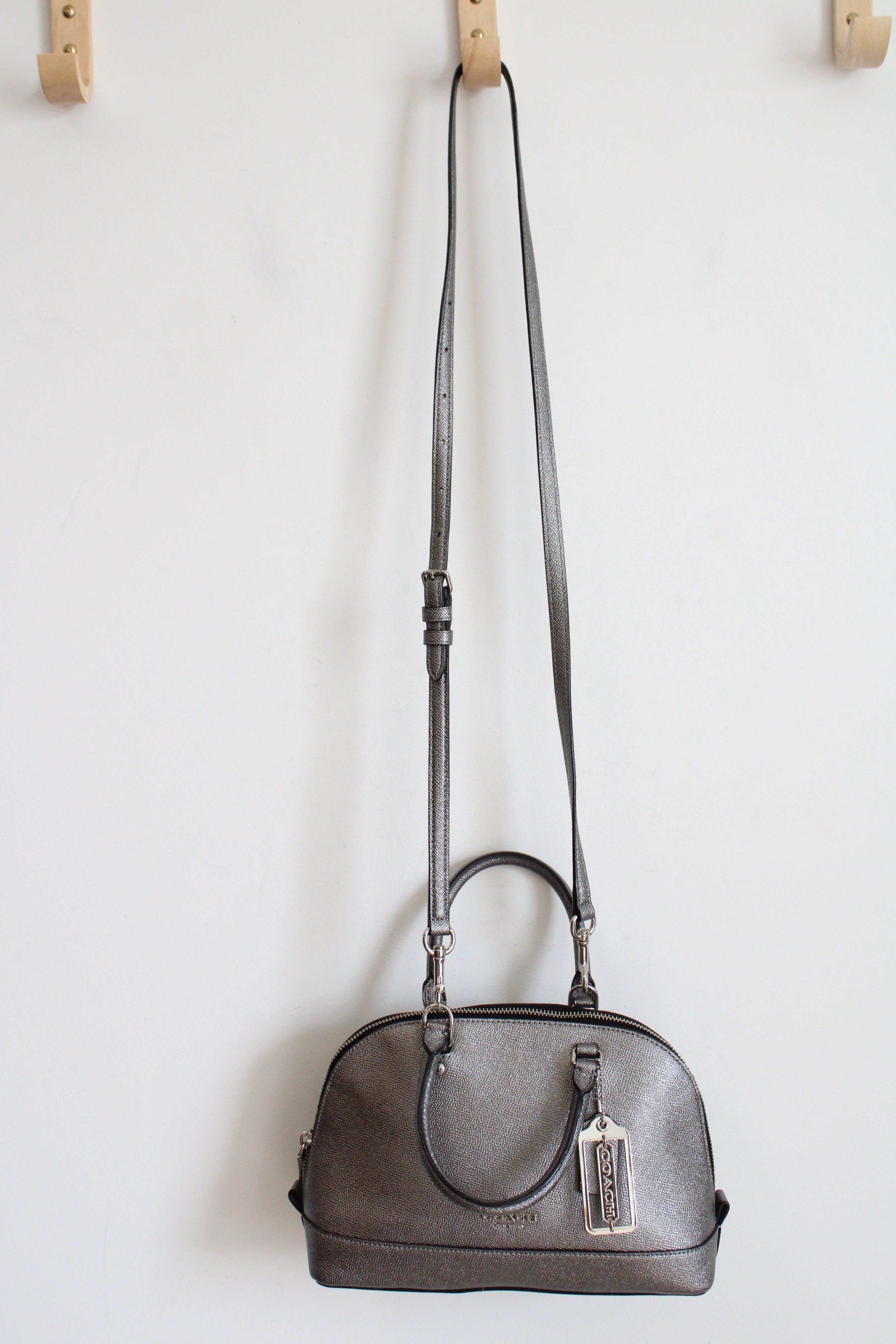 Coach Metallic Silver Mini Sierra Crossbody Bag