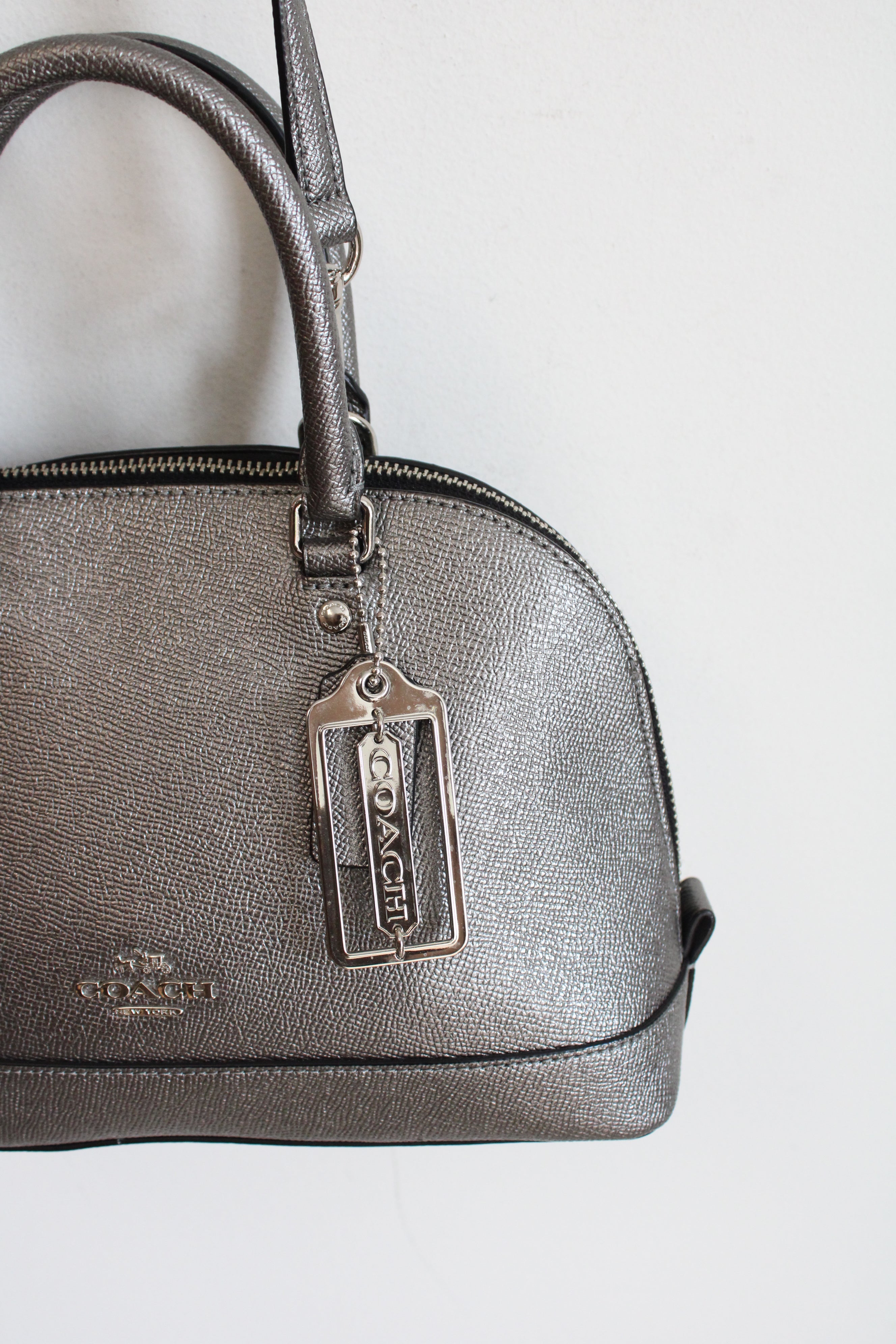 Coach Metallic Silver Mini Sierra Crossbody Bag