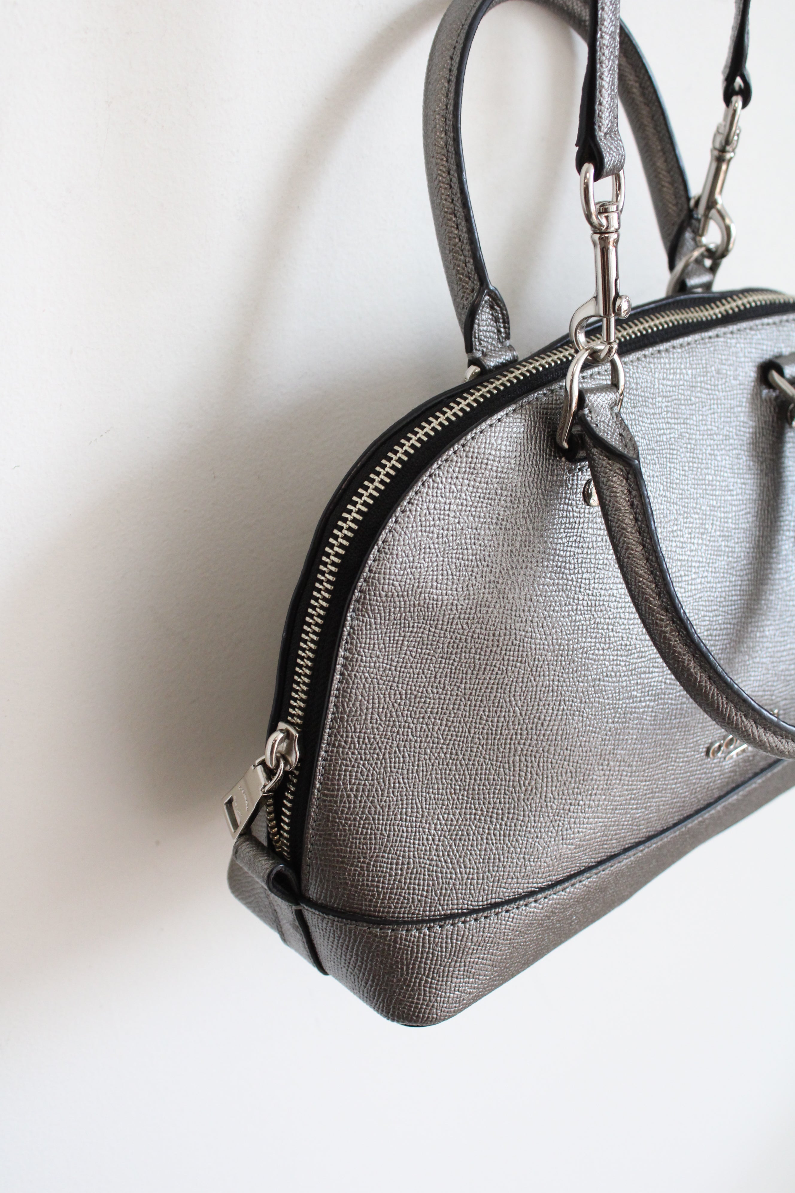 Coach Metallic Silver Mini Sierra Crossbody Bag