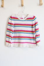 Carter's White Colorful Striped Chenille Sweater | 7