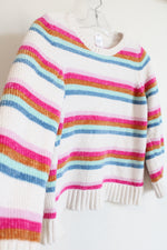 Carter's White Colorful Striped Chenille Sweater | 7