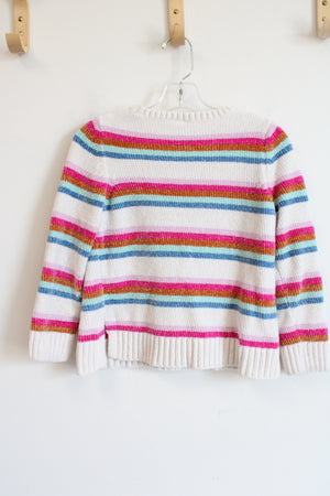 Carter's White Colorful Striped Chenille Sweater | 7