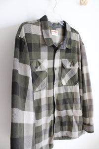 Wrangler Authentics Green Plaid Soft Fleece Button Down Shirt | 2XL