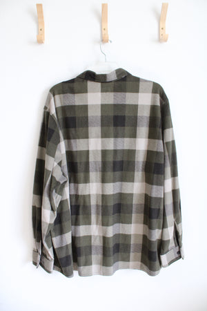 Wrangler Authentics Green Plaid Soft Fleece Button Down Shirt | 2XL