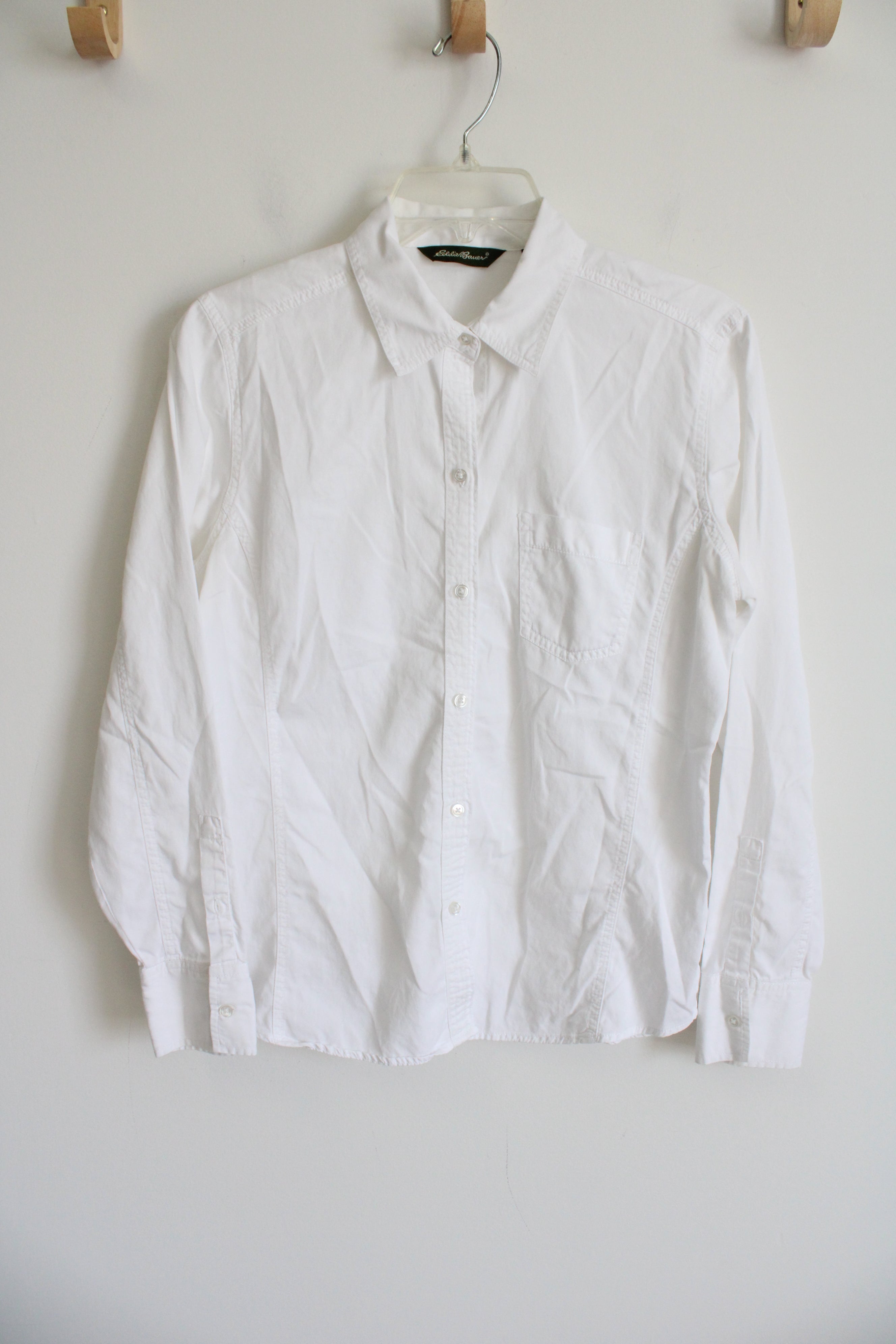 Eddie Bauer White Long Sleeved Button Down Top | M