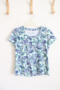 Talbots Blue Paisley Patterned Shirt | M Petite