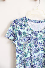 Talbots Blue Paisley Patterned Shirt | M Petite