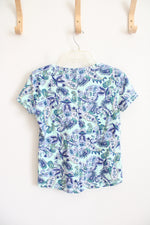 Talbots Blue Paisley Patterned Shirt | M Petite