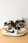 Nike Air Jordan 1 Mid SE Metallic Gold & White Sneakers | Size 8