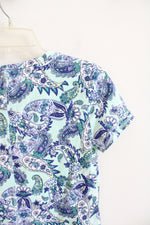 Talbots Blue Paisley Patterned Shirt | M Petite