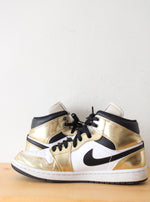 Nike Air Jordan 1 Mid SE Metallic Gold & White Sneakers | Size 8