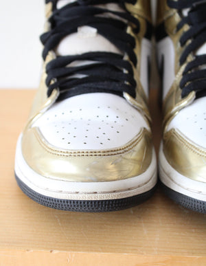 Nike Air Jordan 1 Mid SE Metallic Gold & White Sneakers | Size 8