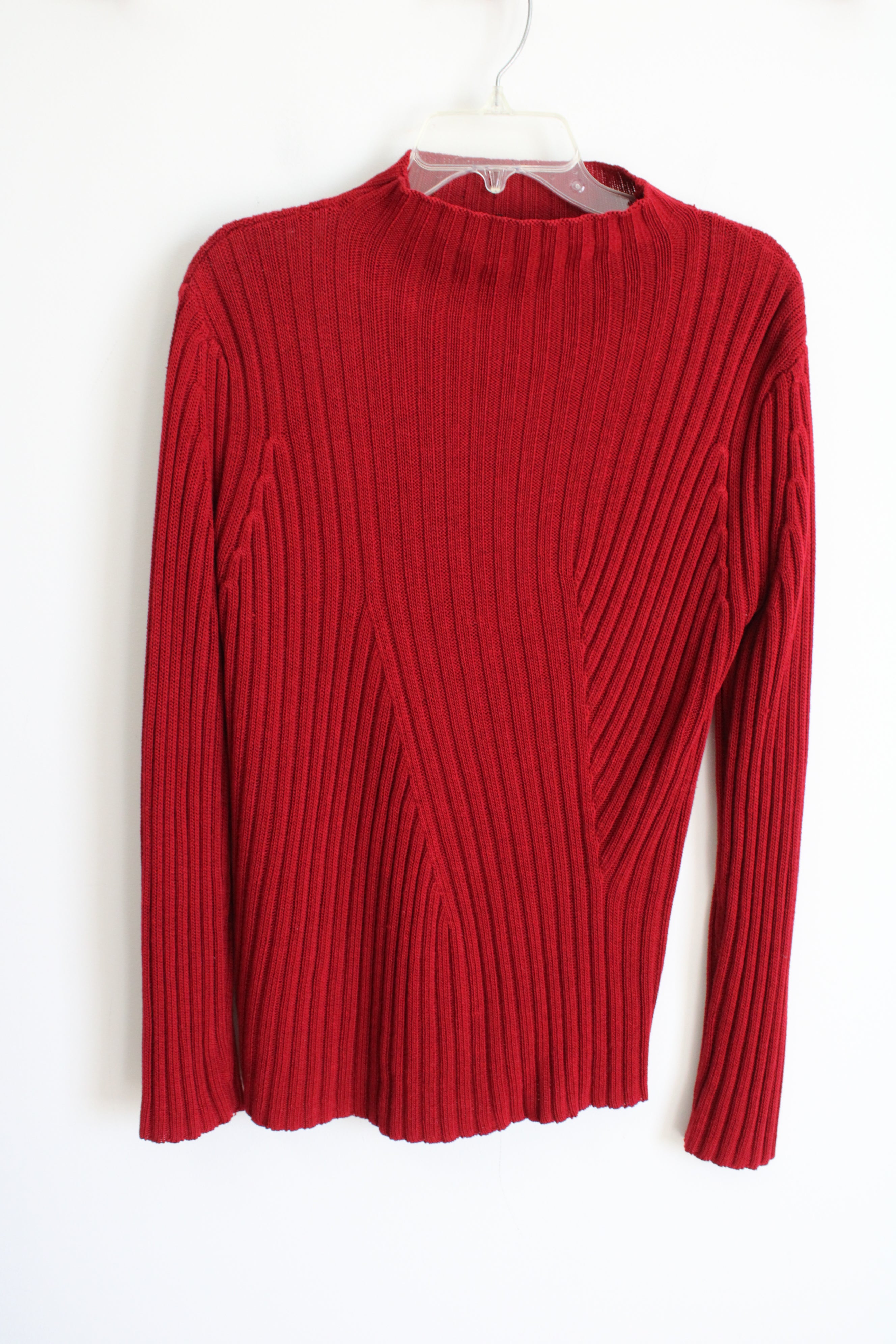 Express World Brand Vintage Red Ribbed Knit Mock Neck Sweater XL Jubilee Thrift