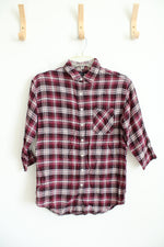 American Eagle Outfitters Boyfriend Fit Pink Plaid Button Down Top | M
