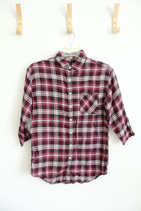 American Eagle Outfitters Boyfriend Fit Pink Plaid Button Down Top | M