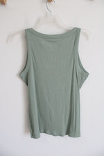 Nine West Light Green Ribbed Tank Top | XL