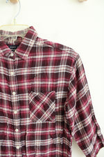 American Eagle Outfitters Boyfriend Fit Pink Plaid Button Down Top | M