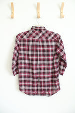 American Eagle Outfitters Boyfriend Fit Pink Plaid Button Down Top | M