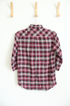 American Eagle Outfitters Boyfriend Fit Pink Plaid Button Down Top | M