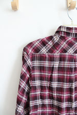 American Eagle Outfitters Boyfriend Fit Pink Plaid Button Down Top | M