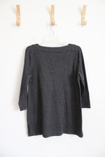 Cable & Gauge Gray Silver Ring Neckline Knit Top | M