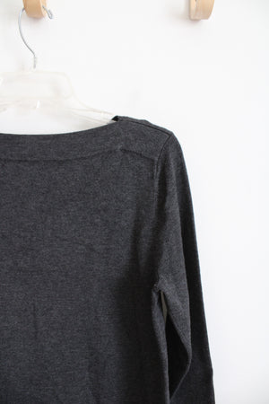 Cable & Gauge Gray Silver Ring Neckline Knit Top | M